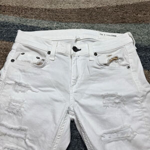 Rag & Bone White Distressed Skinny Jeans Women’s Size 25 Stretch Denim